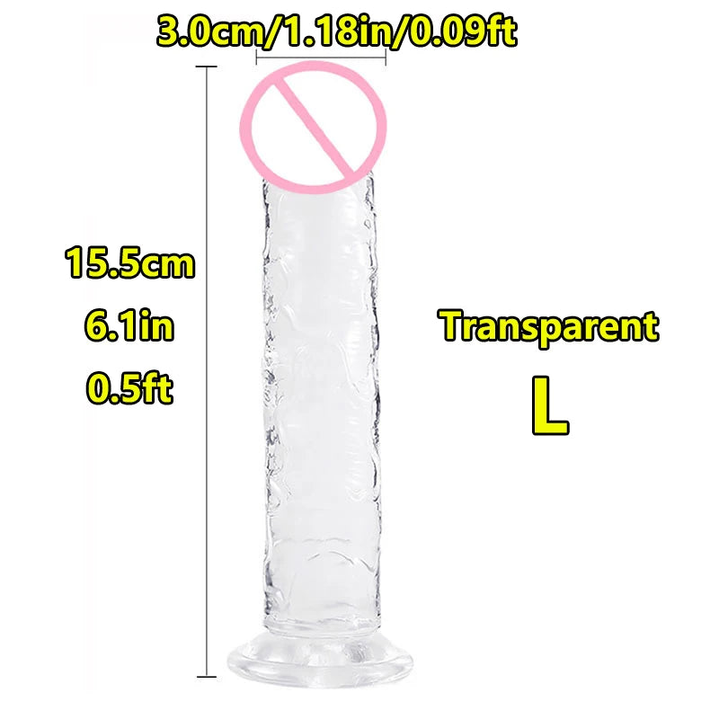 Super Cheap 7 Sizes 5 Colors Realistic Soft Jelly Dildo Suction Cup Adult Sex Toy for Women and Men Vaginal and Anal Masturbator